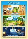 Workbook page preview showing Spanish greetings for different times of day.